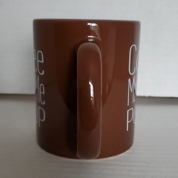 2 Coffee Makes Me Poop Mugs Cups Brown CONTAINERS - Picture 10 of 16